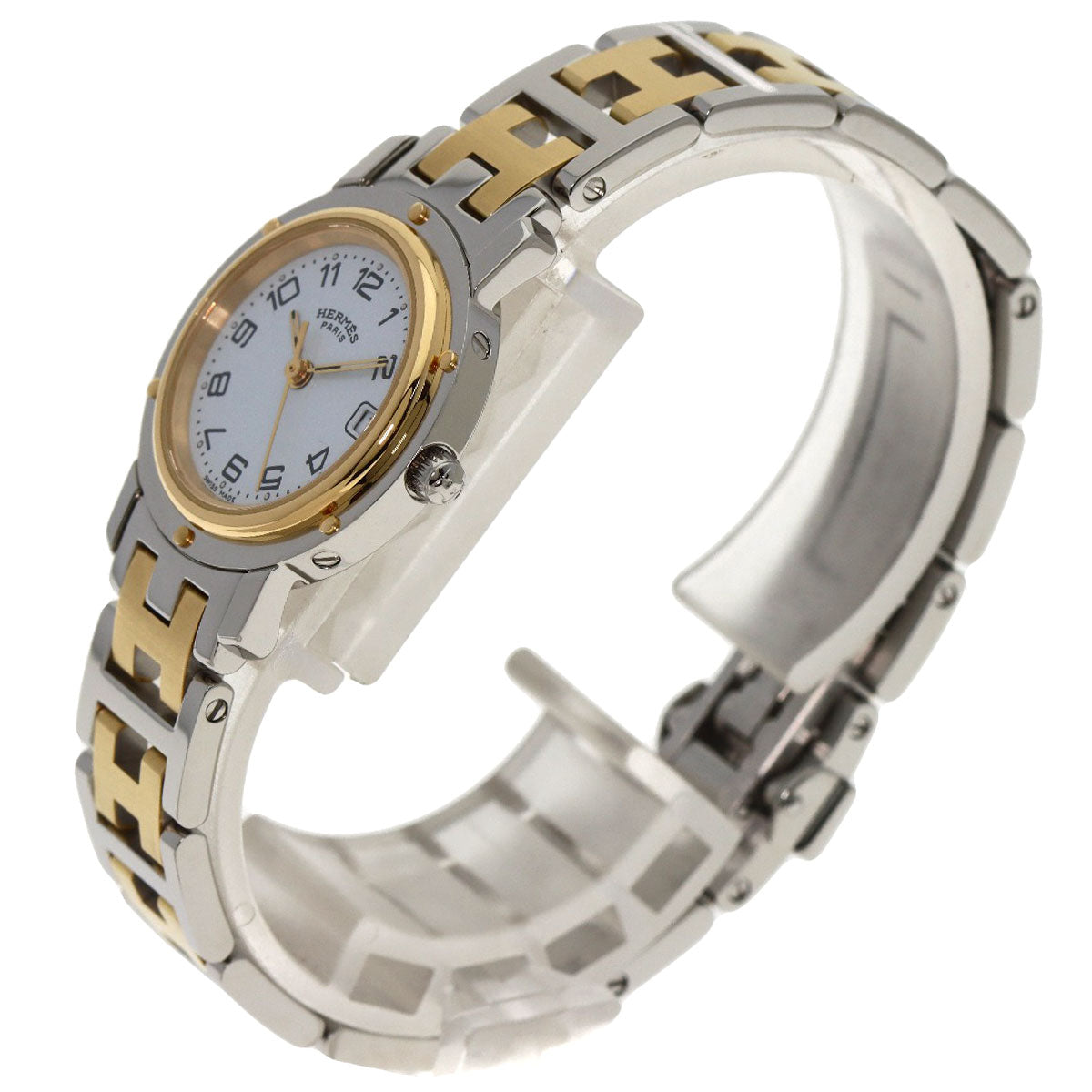HERMES Watches Quartz CL4.220 Stainless Steel , SSxGP gold Clipper white dial Women  d
