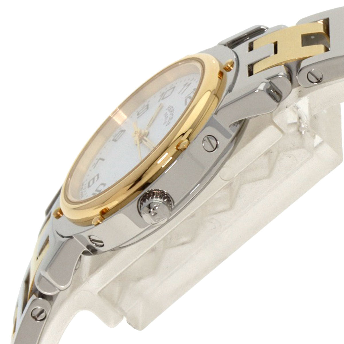 HERMES Watches Quartz CL4.220 Stainless Steel , SSxGP gold Clipper white dial Women  d