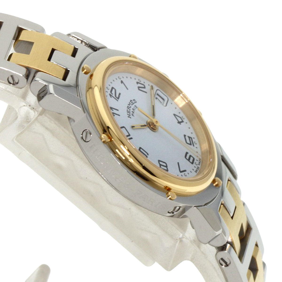 HERMES Watches Quartz CL4.220 Stainless Steel , SSxGP gold Clipper white dial Women  d