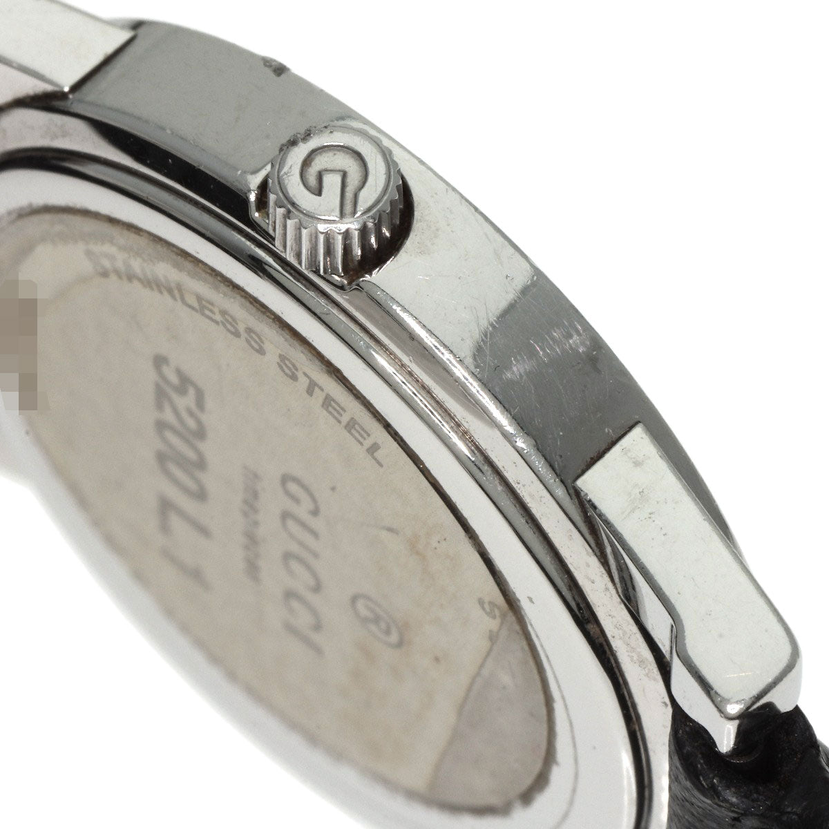 GUCCI Watches Quartz 5200L.1 Stainless Steel, Leather Silver Round face black dial Women  d