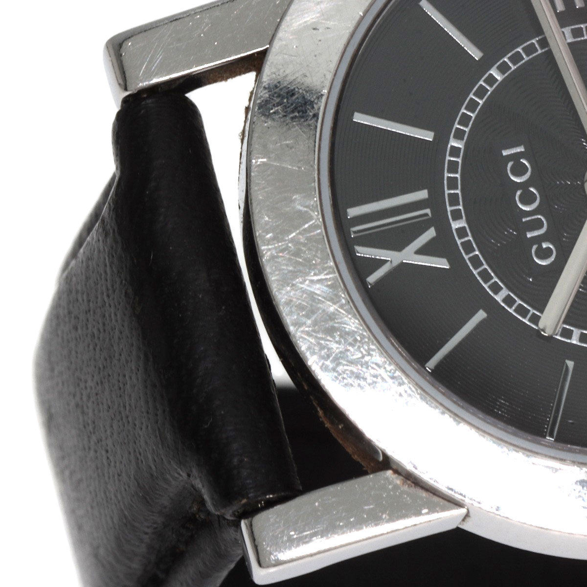 GUCCI Watches Quartz 5200L.1 Stainless Steel, Leather Silver Round face black dial Women  d