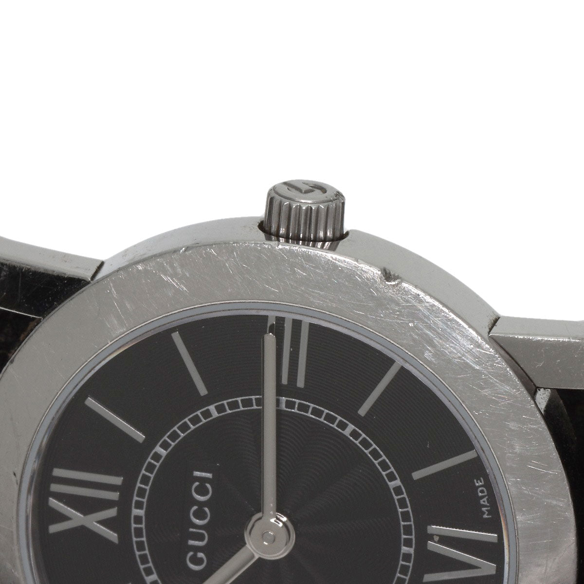GUCCI Watches Quartz 5200L.1 Stainless Steel, Leather Silver Round face black dial Women  d