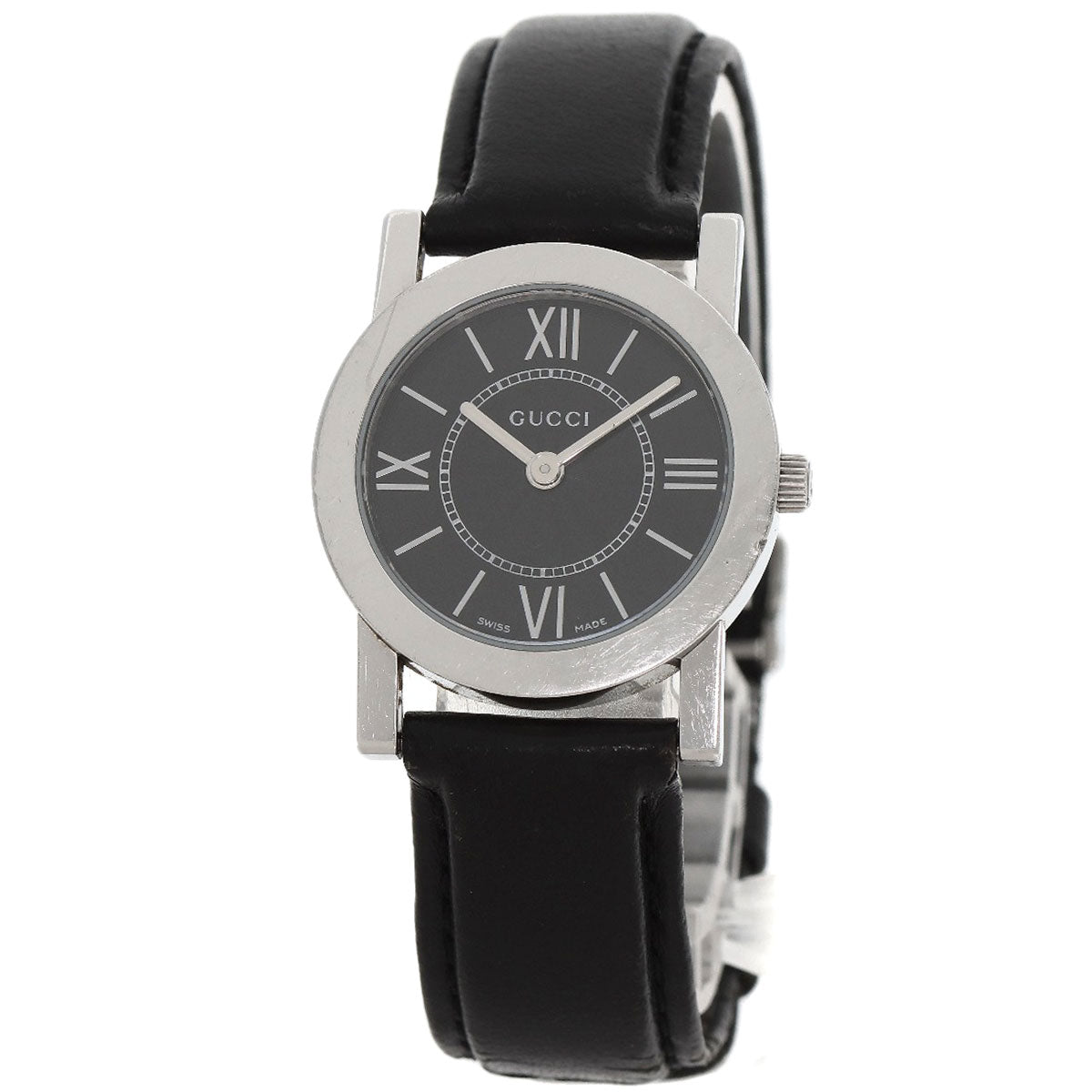 GUCCI Watches Quartz 5200L.1 Stainless Steel, Leather Silver Round face black dial Women  d
