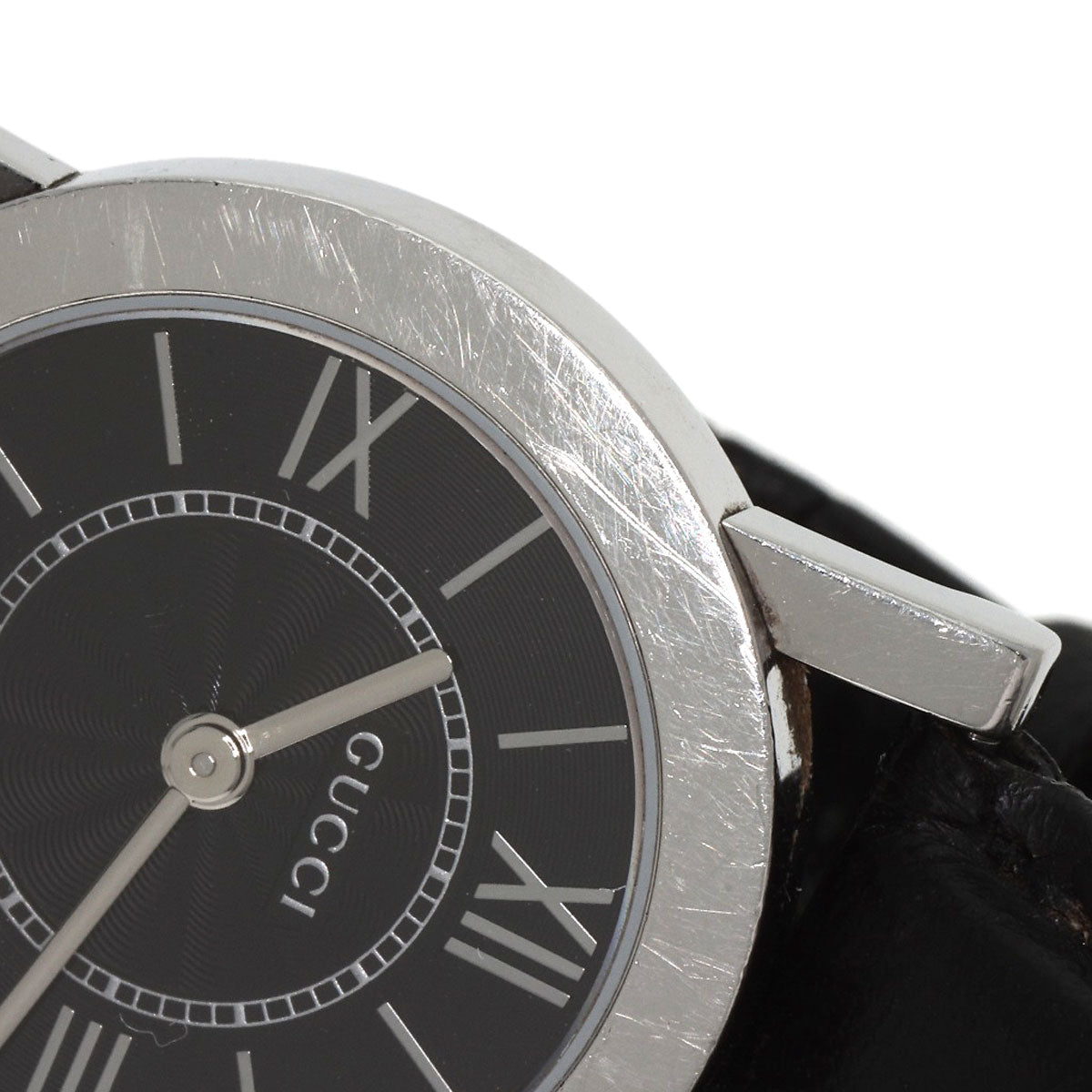 GUCCI Watches Quartz 5200L.1 Stainless Steel, Leather Silver Round face black dial Women  d