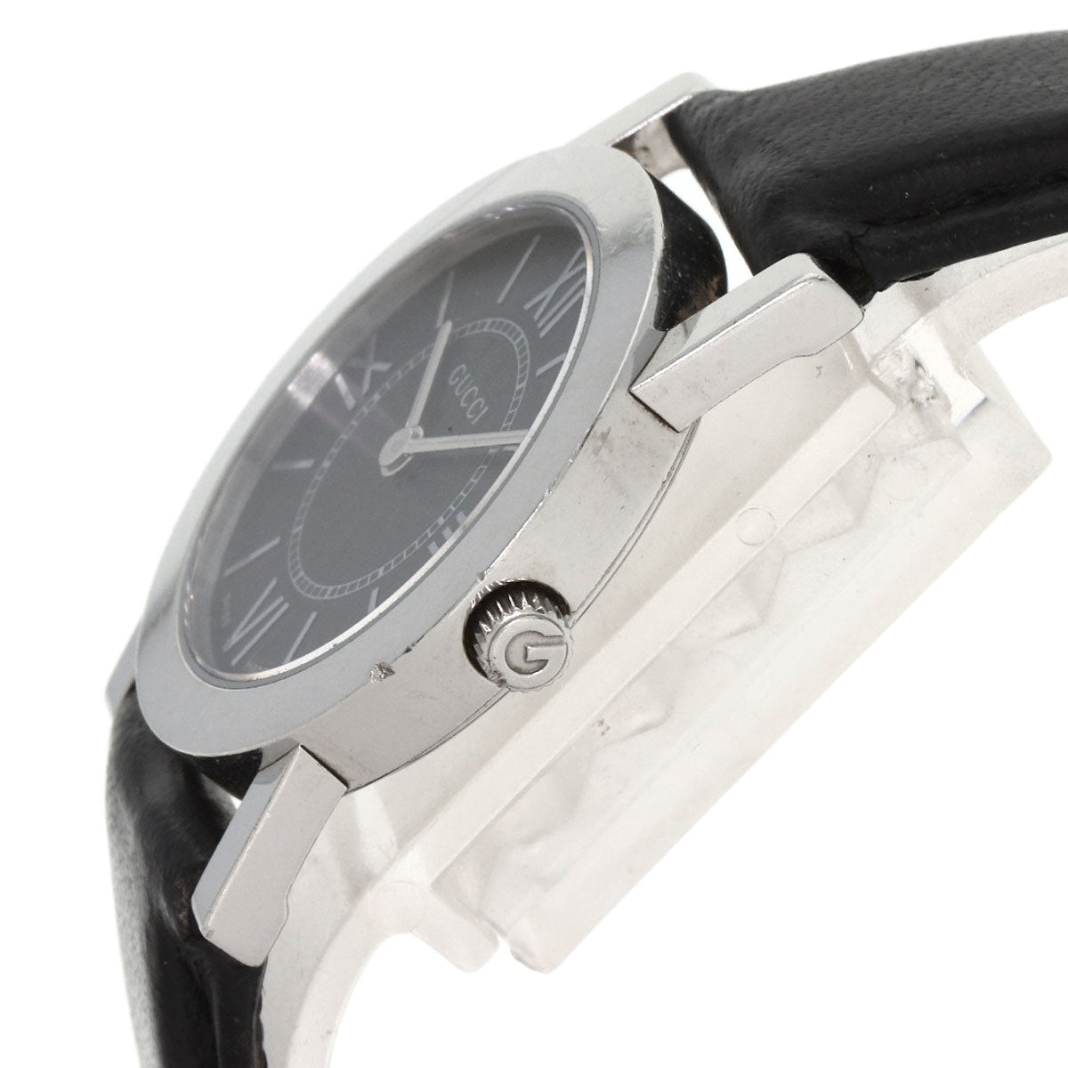 GUCCI Watches Quartz 5200L.1 Stainless Steel, Leather Silver Round face black dial Women  d