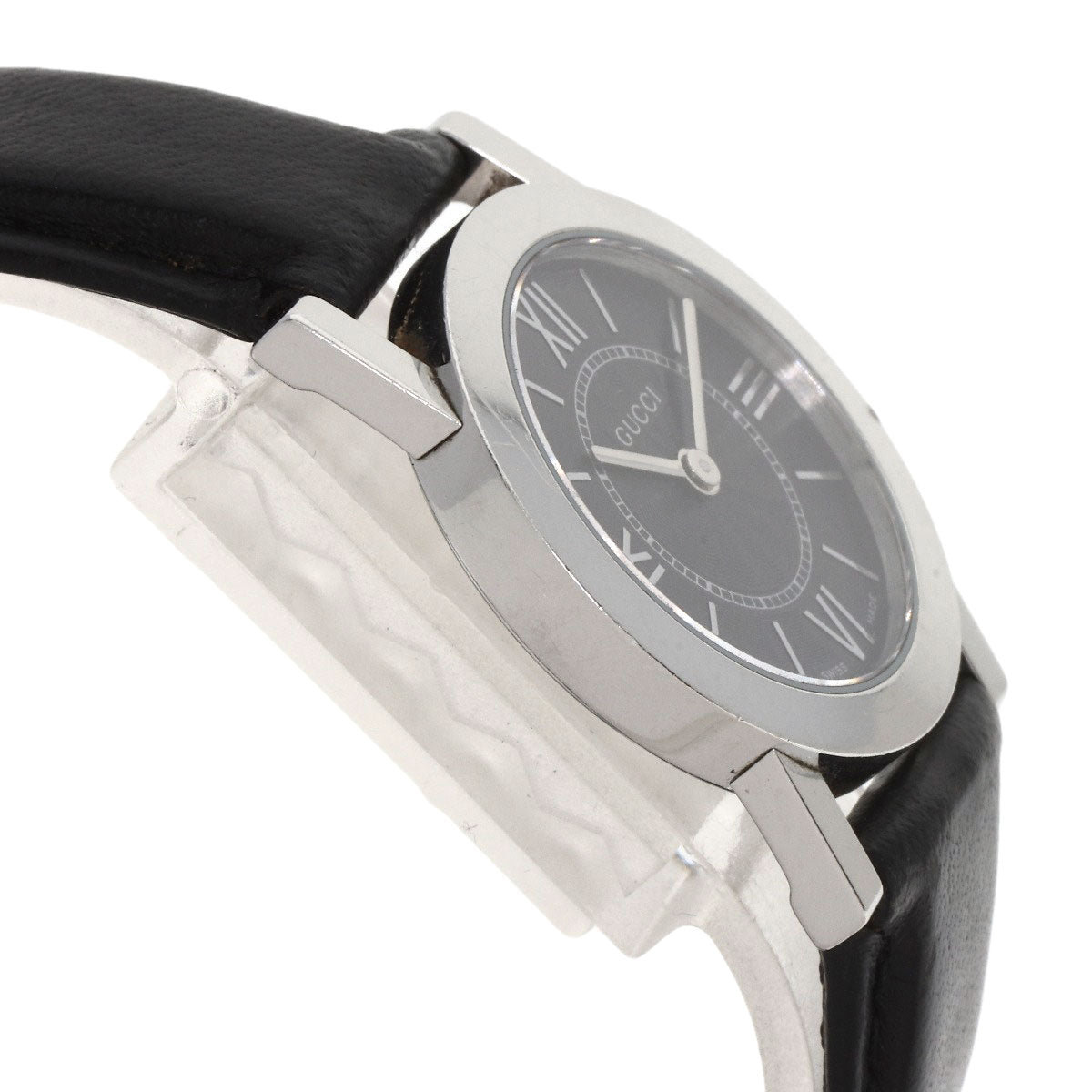 GUCCI Watches Quartz 5200L.1 Stainless Steel, Leather Silver Round face black dial Women  d