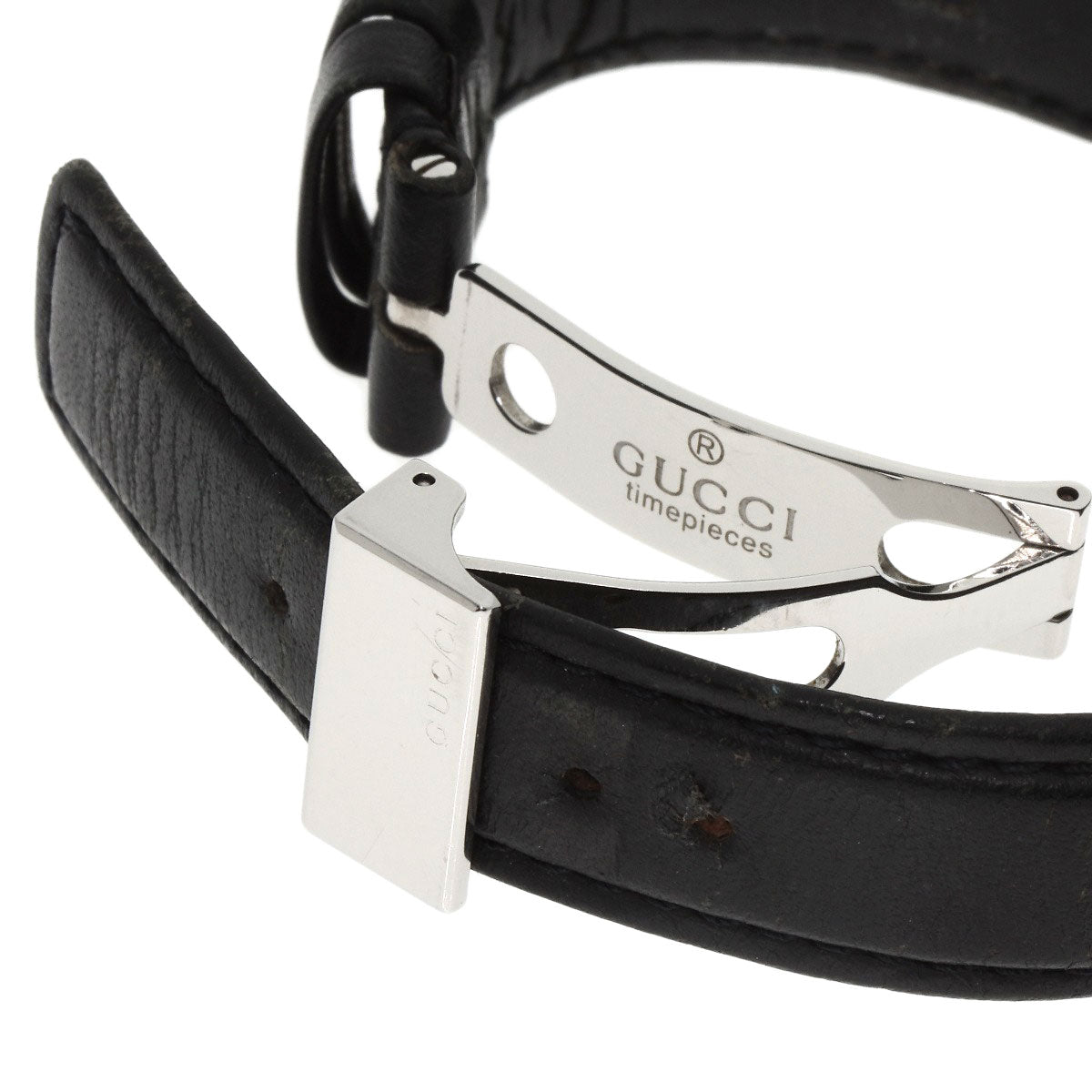 GUCCI Watches Quartz 5200L.1 Stainless Steel, Leather Silver Round face black dial Women  d