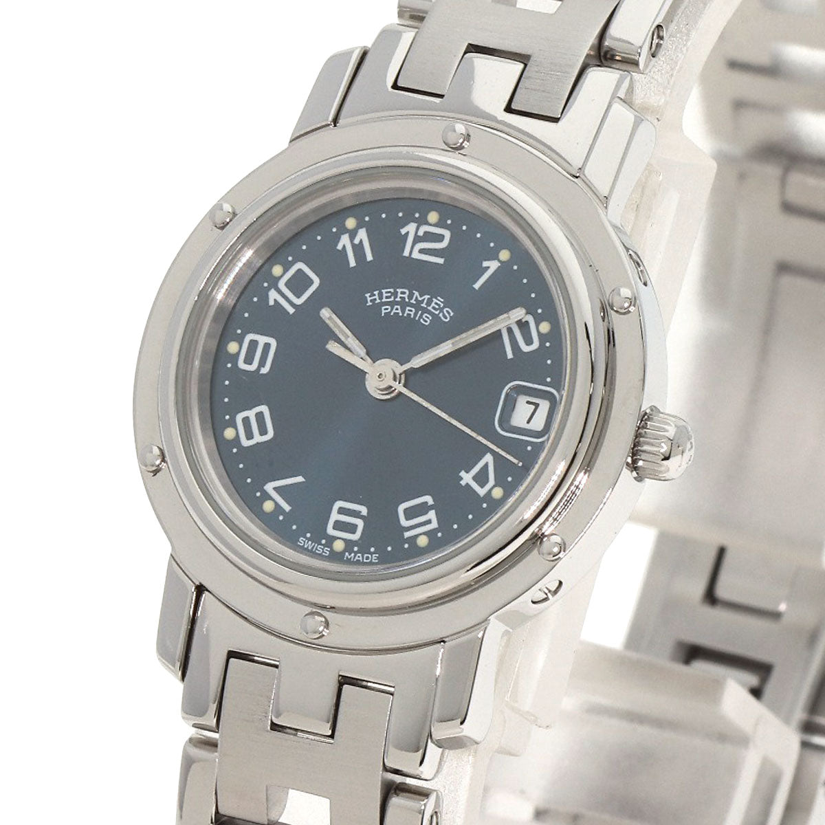 HERMES Watches Quartz CL4.210 Stainless Steel , Stainless Steel Silver Clipper blue dial Women  d