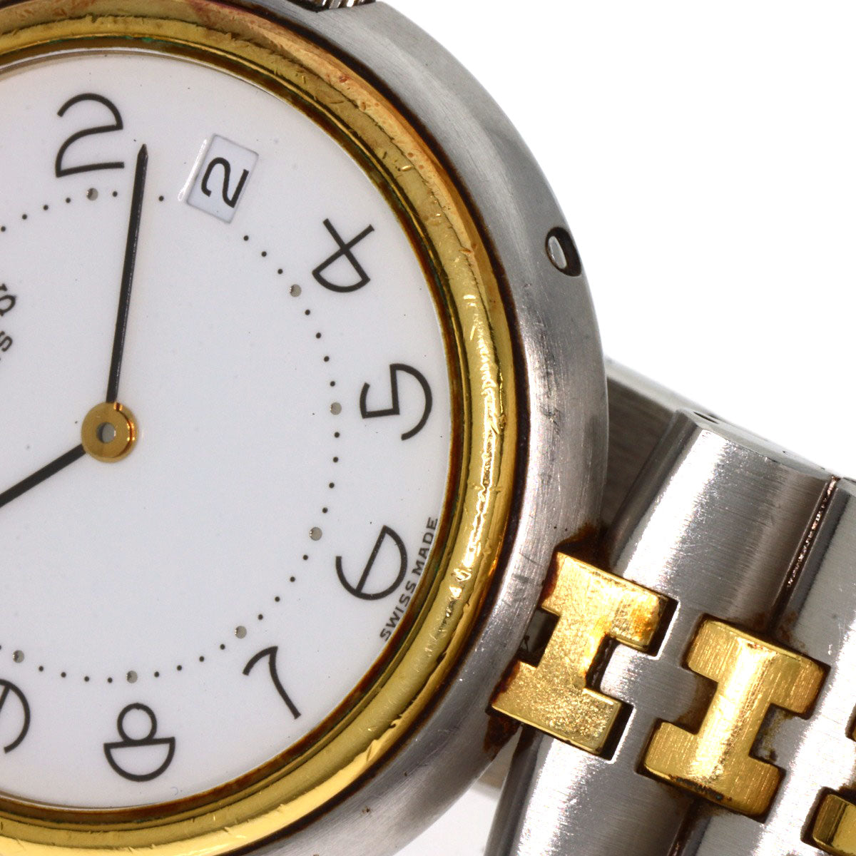 HERMES Watches Quartz Stainless Steel , SSxGP gold profile white dial mens  d