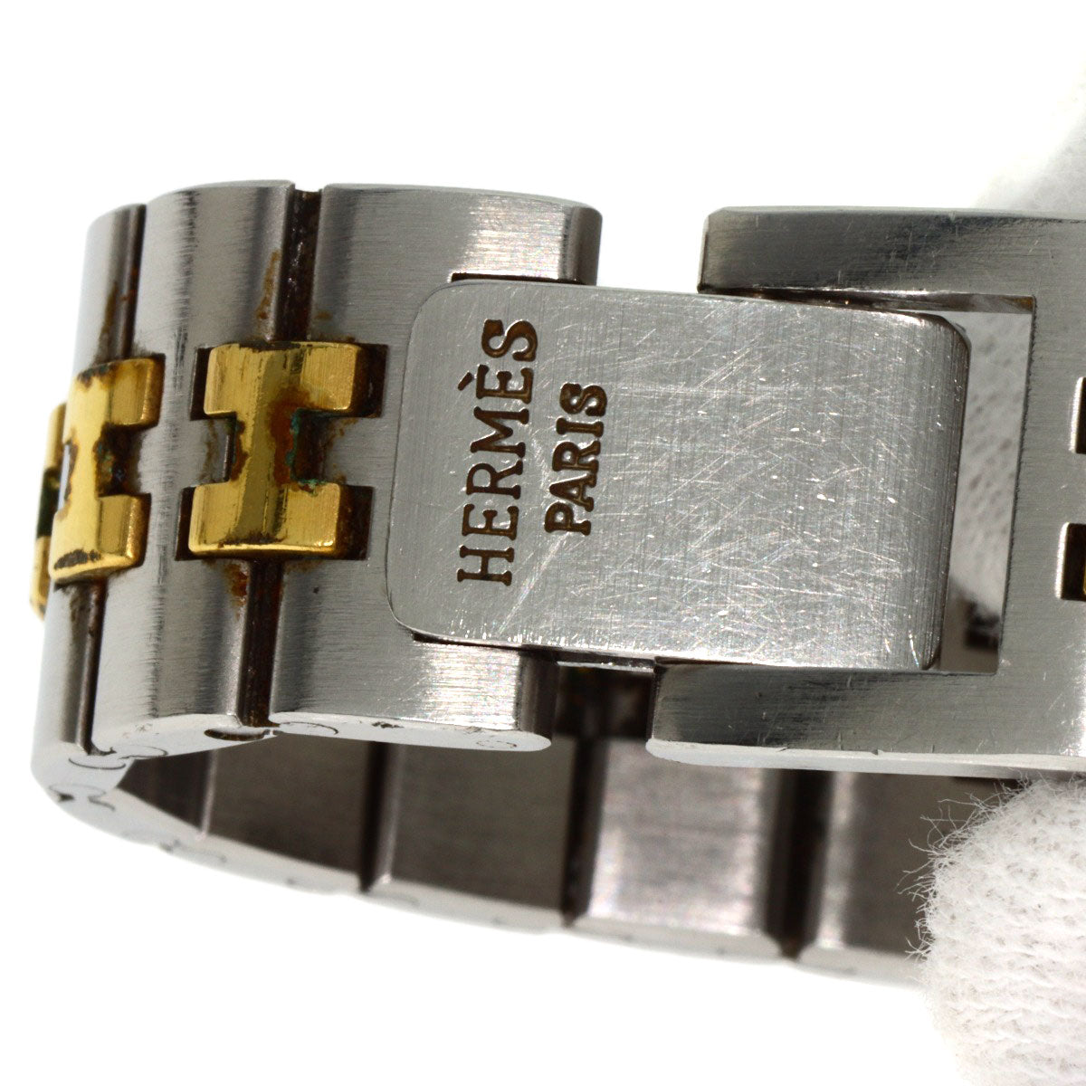 HERMES Watches Quartz Stainless Steel , SSxGP gold profile white dial mens  d