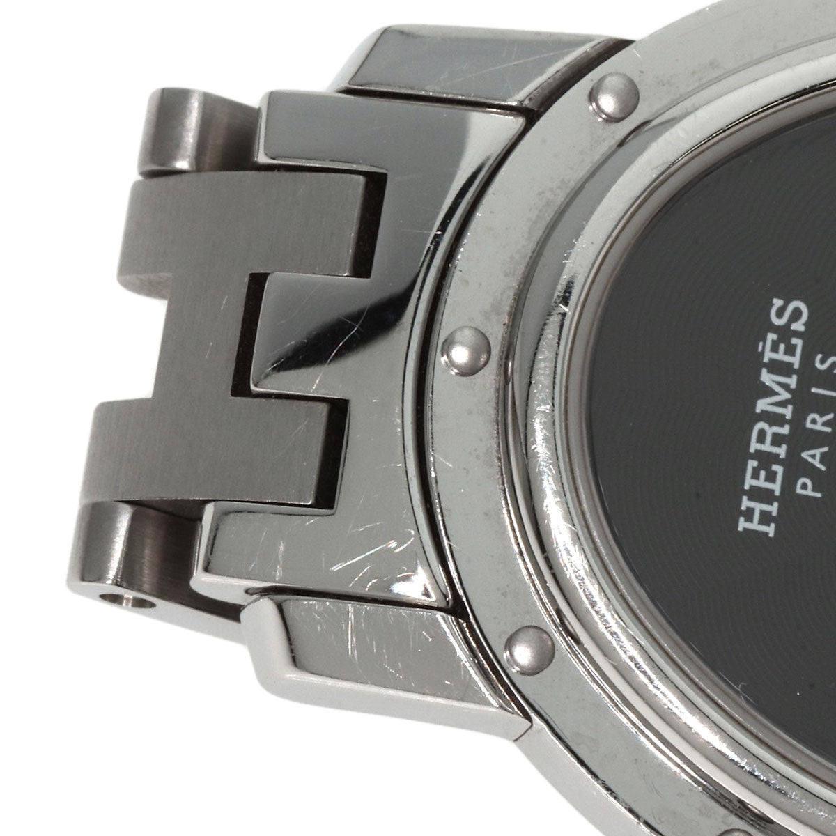 HERMES Watches Quartz CO1.510 Stainless Steel , Stainless Steel Silver Clipper oval black dial Women  d