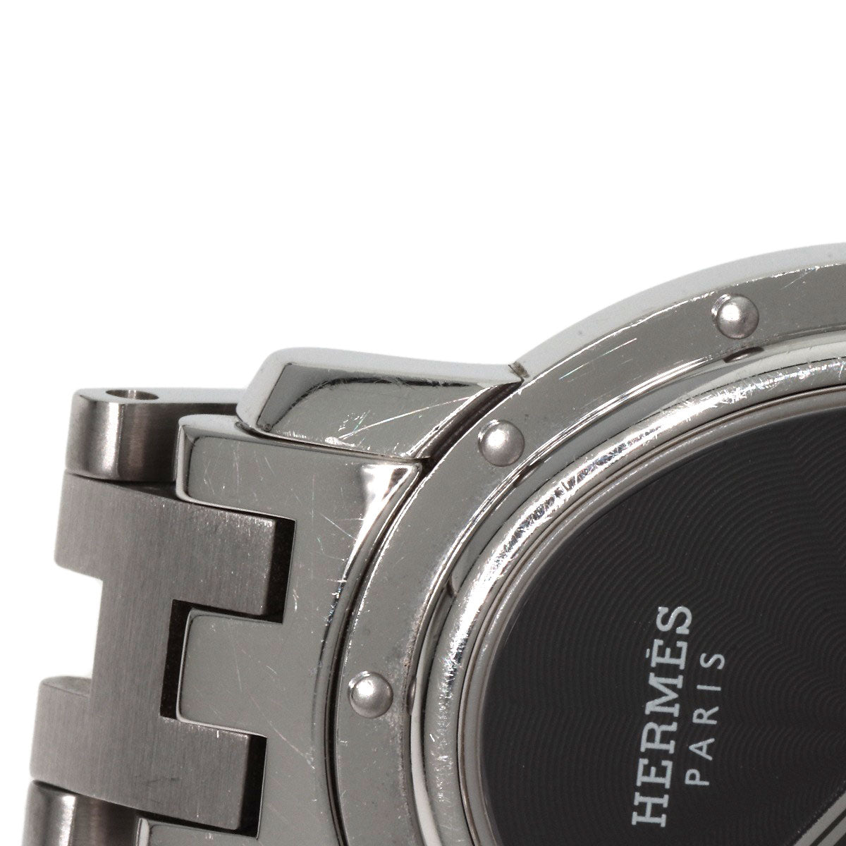 HERMES Watches Quartz CO1.510 Stainless Steel , Stainless Steel Silver Clipper oval black dial Women  d