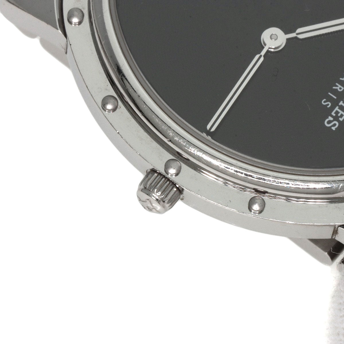HERMES Watches Quartz CO1.510 Stainless Steel , Stainless Steel Silver Clipper oval black dial Women  d