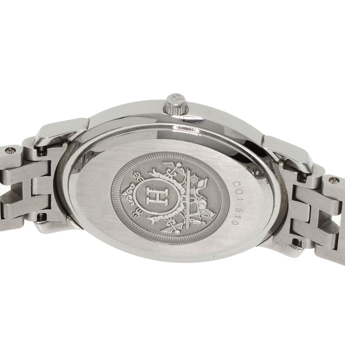 HERMES Watches Quartz CO1.510 Stainless Steel , Stainless Steel Silver Clipper oval black dial Women  d
