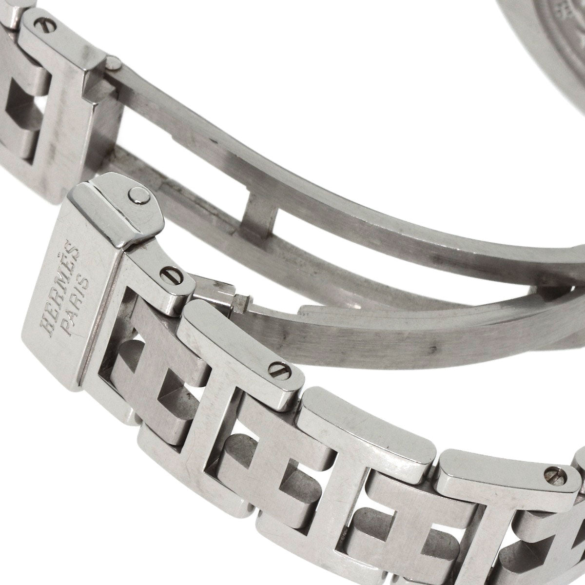 HERMES Watches Quartz CO1.510 Stainless Steel , Stainless Steel Silver Clipper oval black dial Women  d
