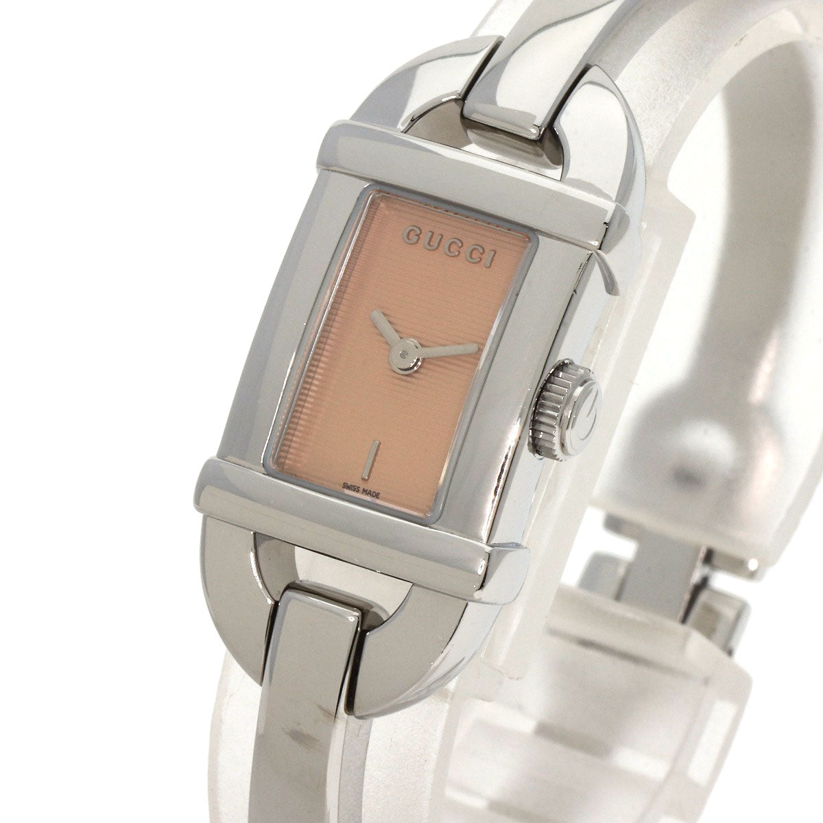 GUCCI Watches Quartz 6800L Stainless Steel , Stainless Steel Silver Square face Orange dial Women  d