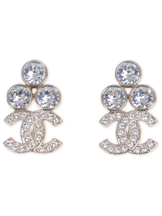 CC Logo Crystal Earrings Gold Chanel