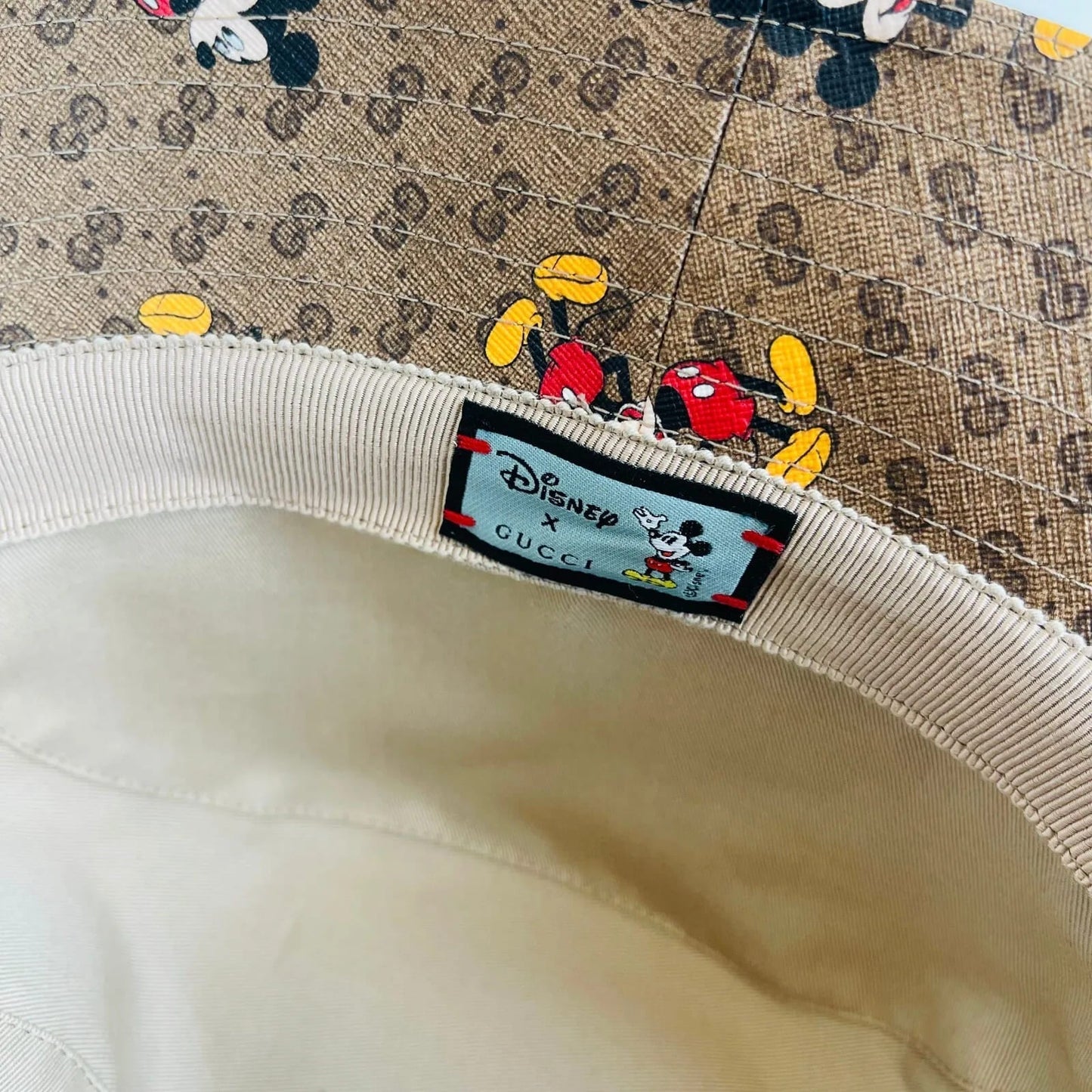 Gucci x Disney Mickey Mo  Brown GG Bucket Hat Limited Edition M