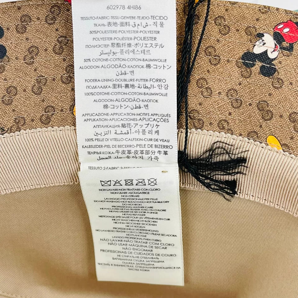 Gucci x Disney Mickey Mo  Brown GG Bucket Hat Limited Edition (Large)