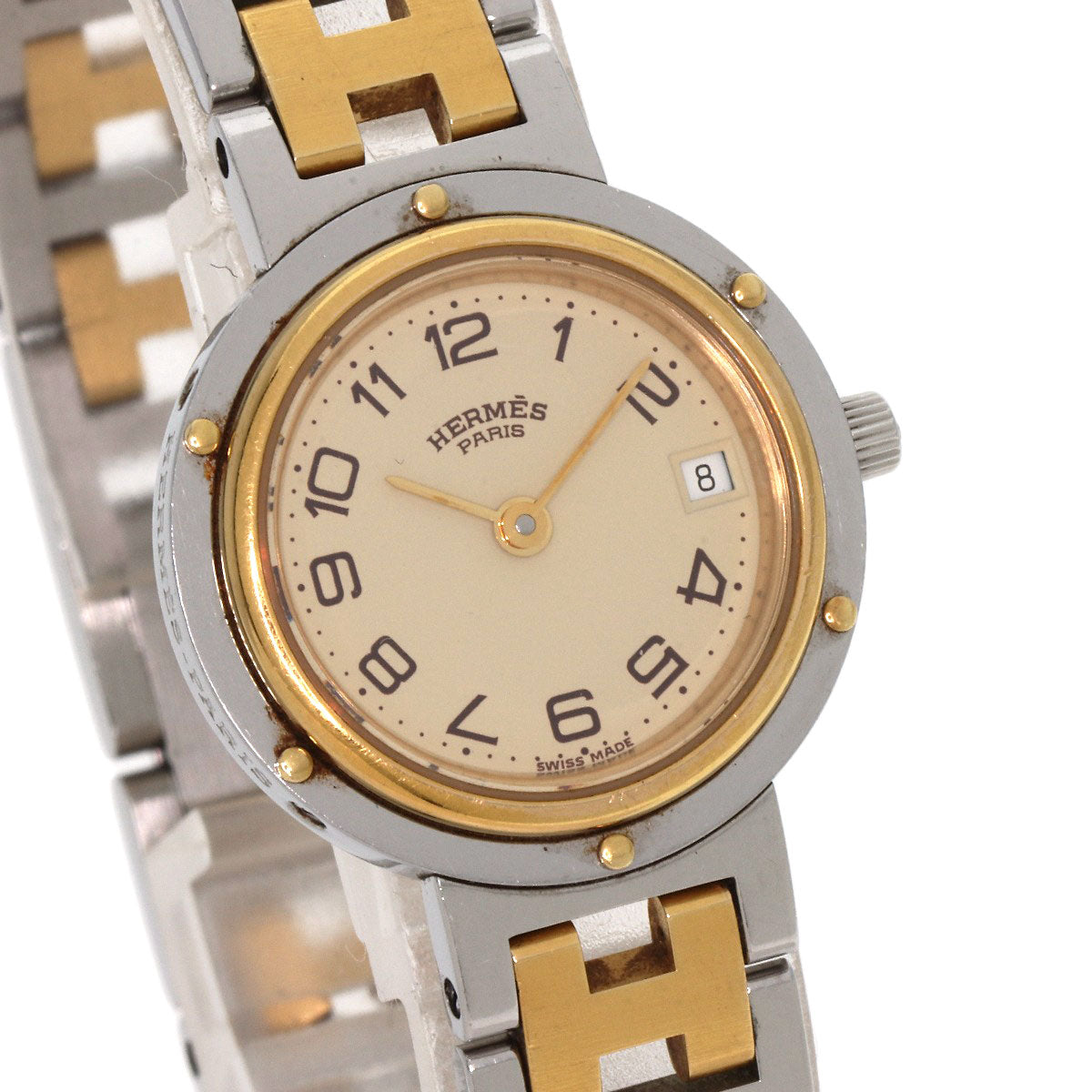 HERMES Watches Quartz Stainless Steel , SSxGP gold Clipper Ivory dial Women  d