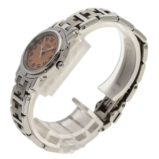 HERMES Watches Quartz CL4.210 Stainless Steel , Stainless Steel Silver Clipper Orange dial Women  d