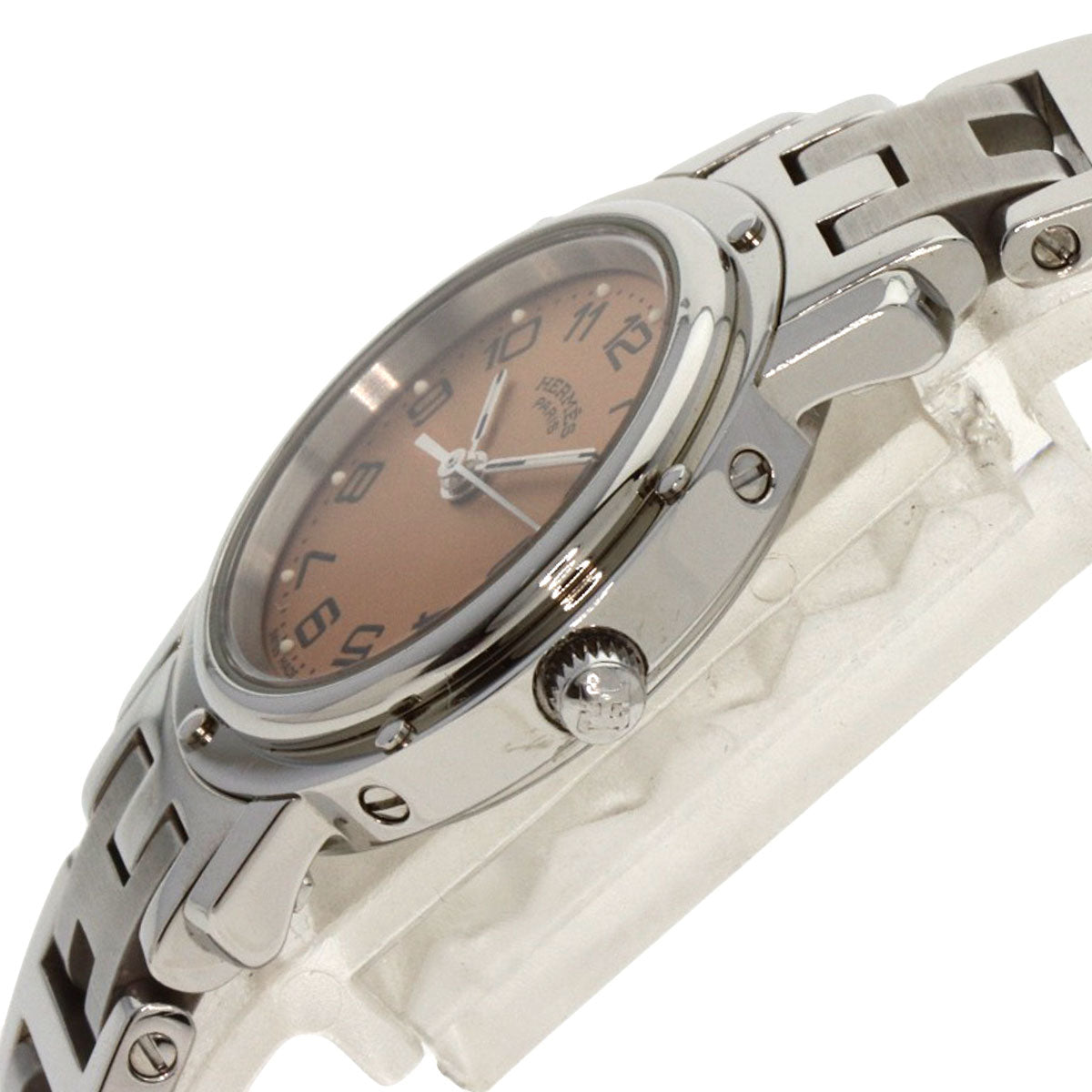 HERMES Watches Quartz CL4.210 Stainless Steel , Stainless Steel Silver Clipper Orange dial Women  d