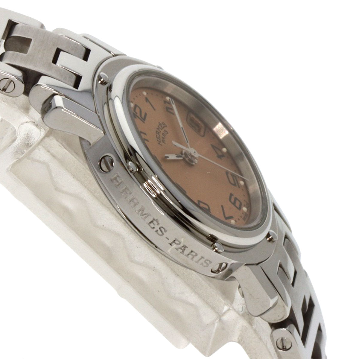 HERMES Watches Quartz CL4.210 Stainless Steel , Stainless Steel Silver Clipper Orange dial Women  d