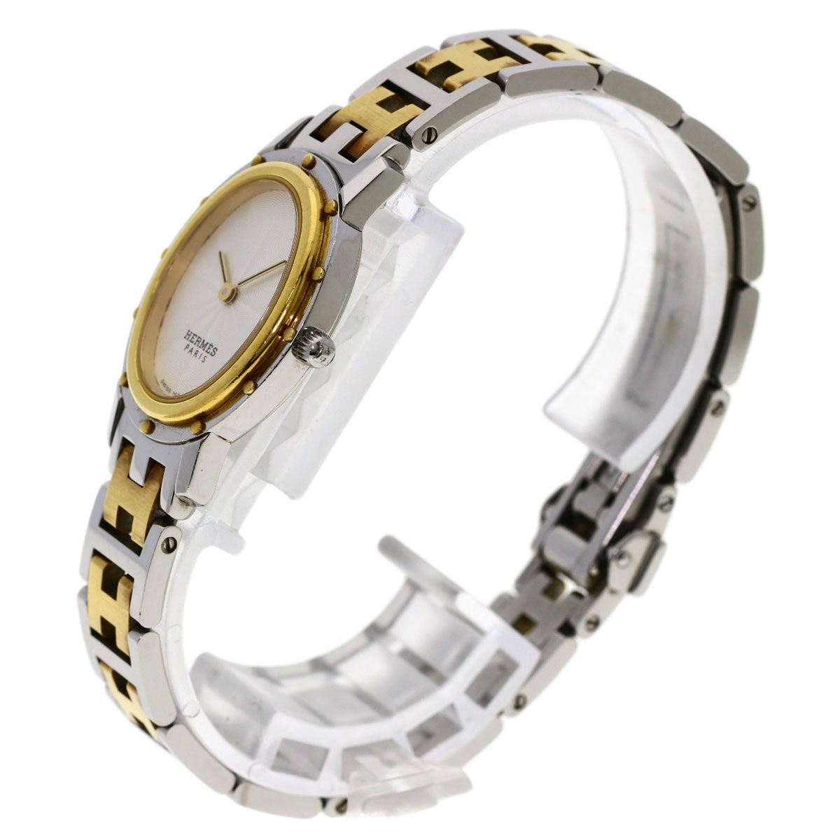 HERMES Watches Quartz CO1.220 Stainless Steel , SSxGP Silver Clipper oval Silver dial Women  d