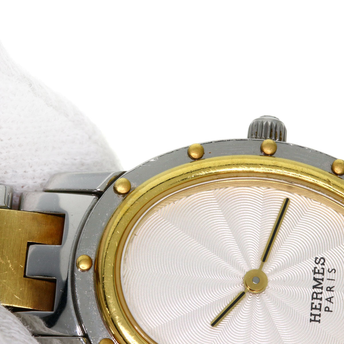 HERMES Watches Quartz CO1.220 Stainless Steel , SSxGP Silver Clipper oval Silver dial Women  d