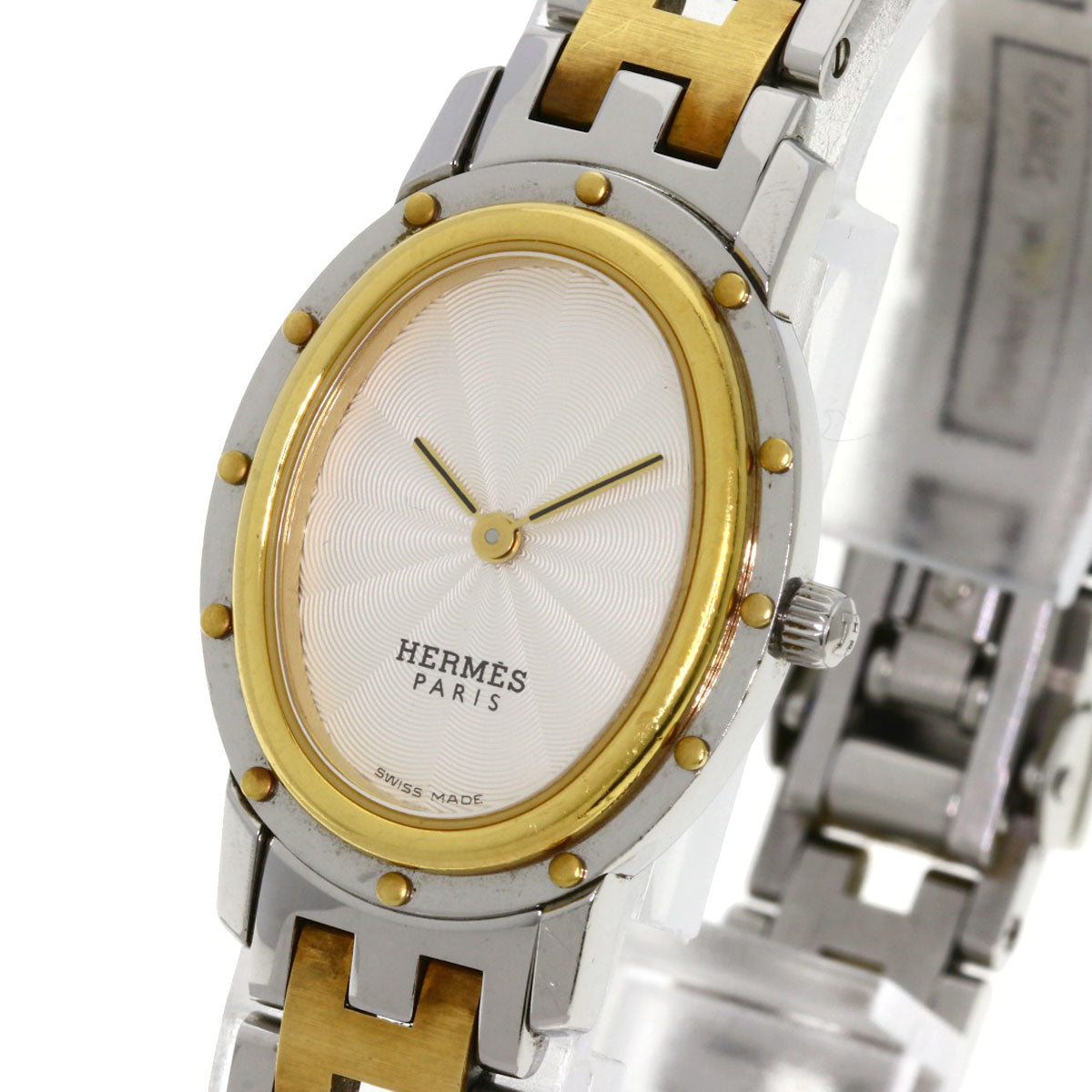 HERMES Watches Quartz CO1.220 Stainless Steel , SSxGP Silver Clipper oval Silver dial Women  d
