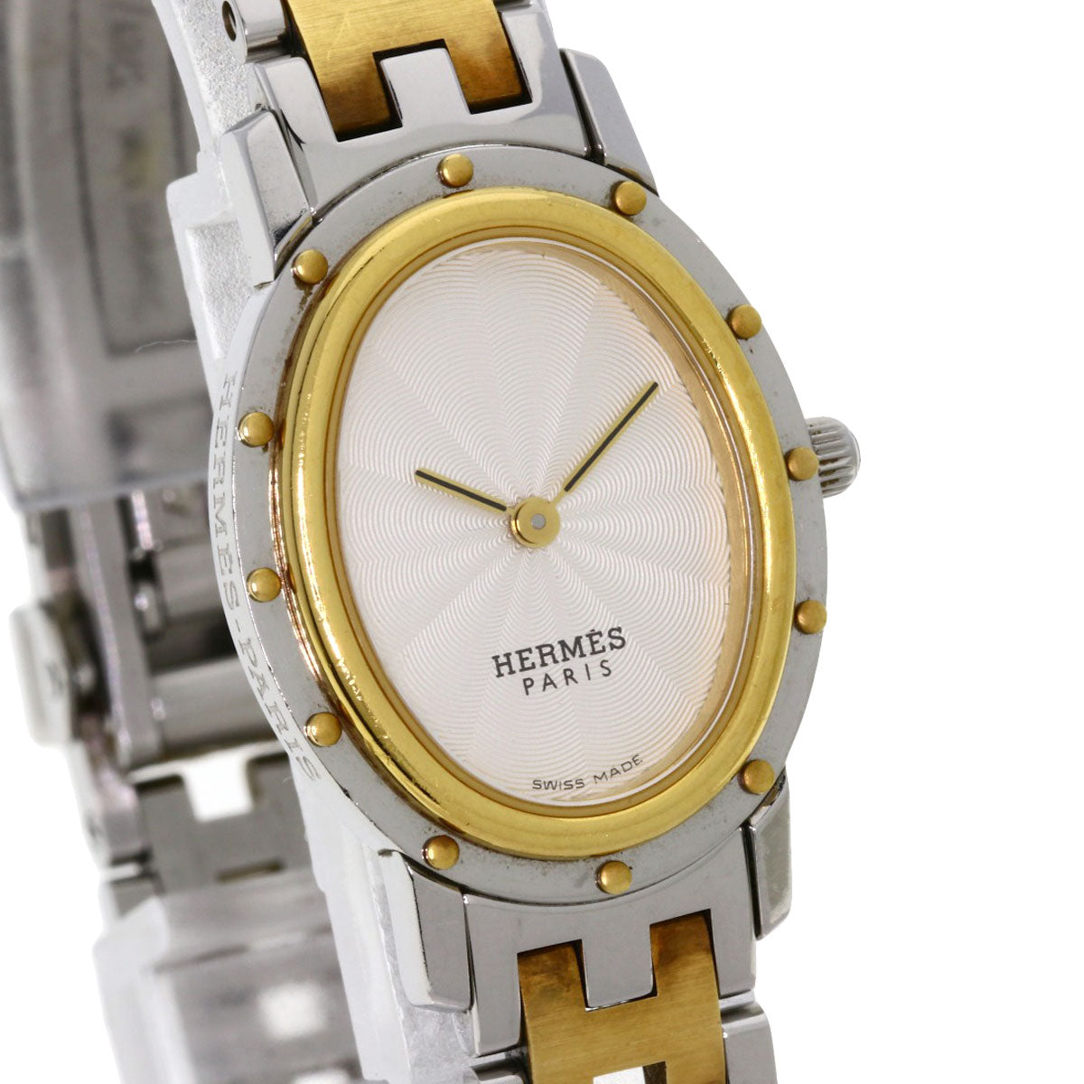 HERMES Watches Quartz CO1.220 Stainless Steel , SSxGP Silver Clipper oval Silver dial Women  d