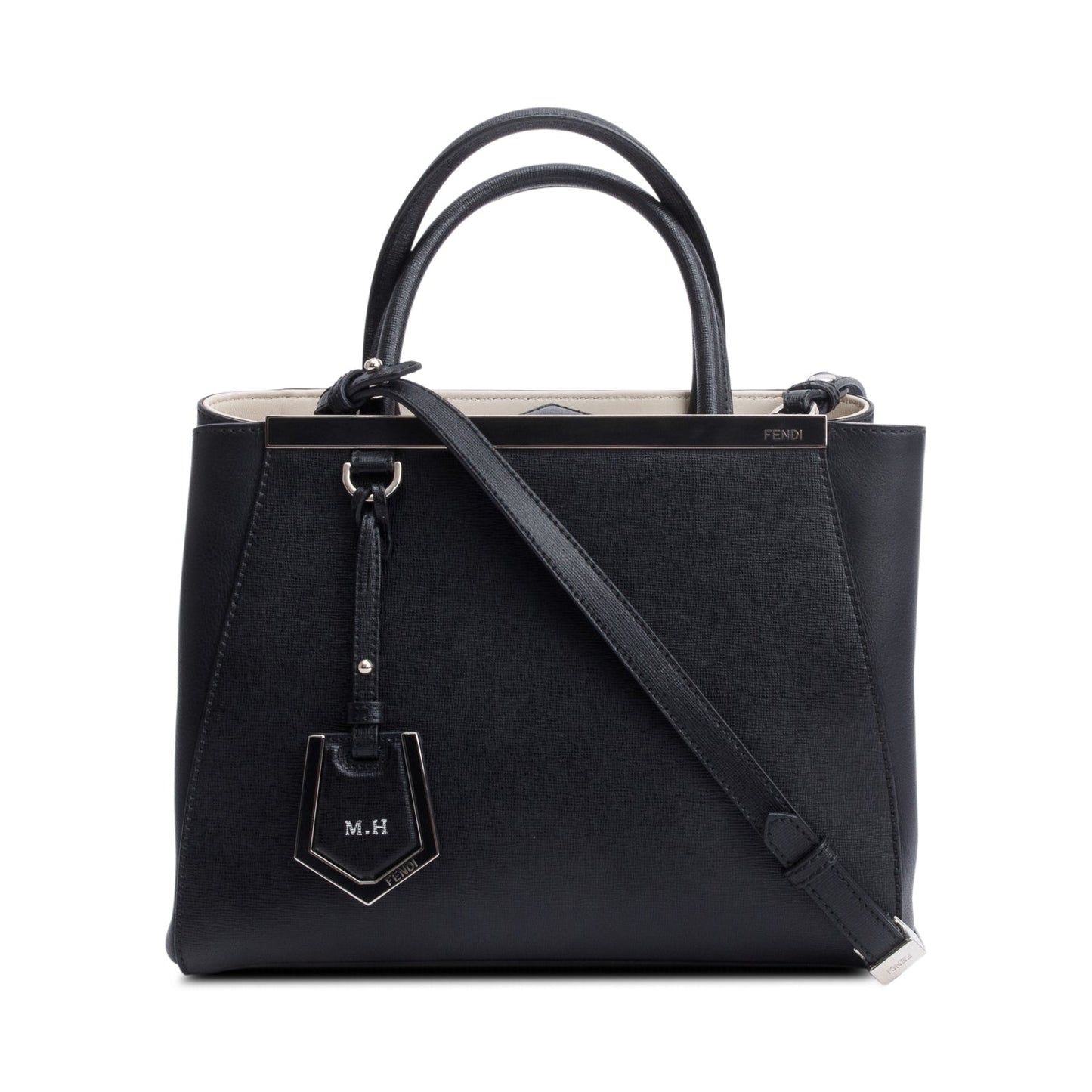 Fendi Black Vitello Elite Leather Petite 2Jours Tote