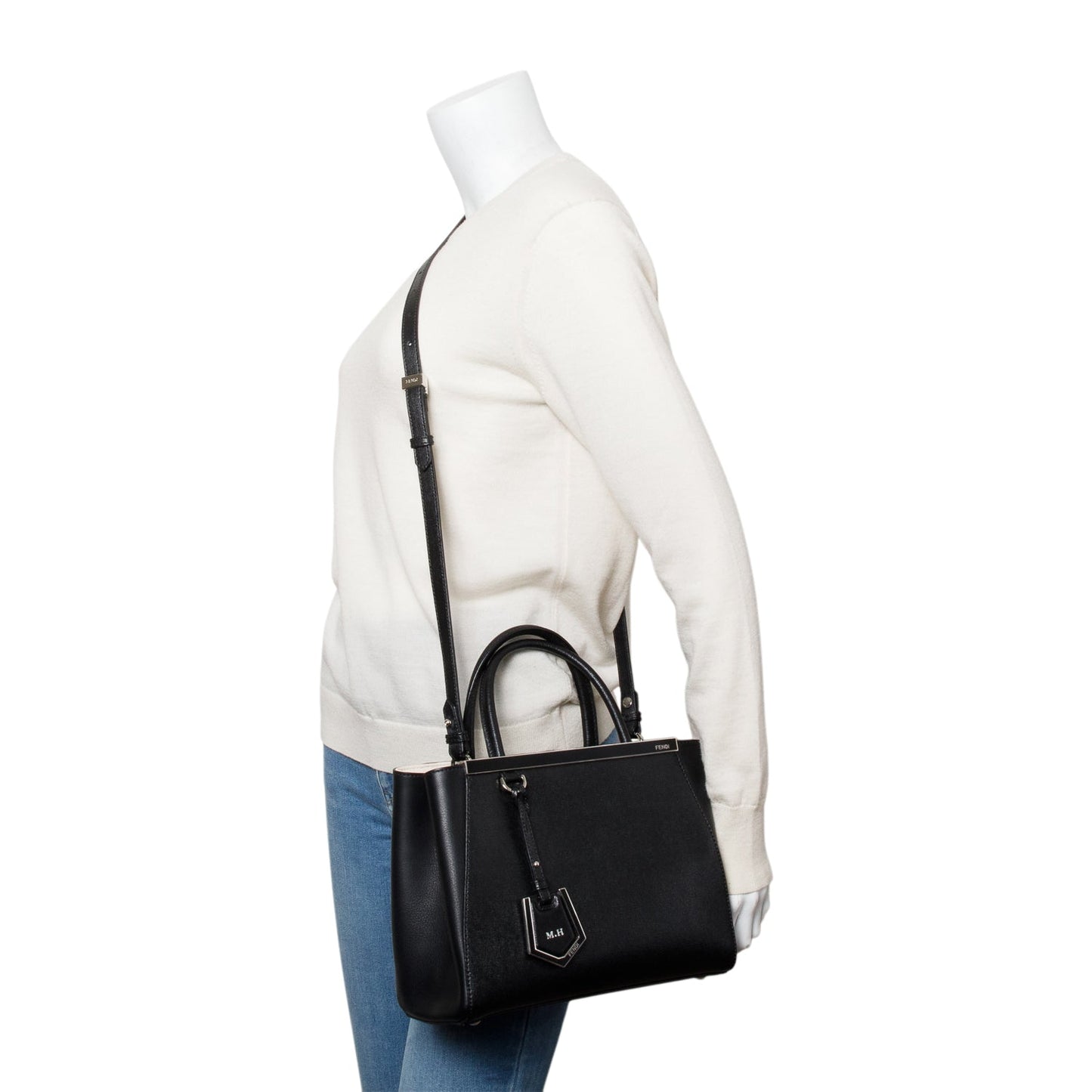 Fendi Black Vitello Elite Leather Petite 2Jours Tote