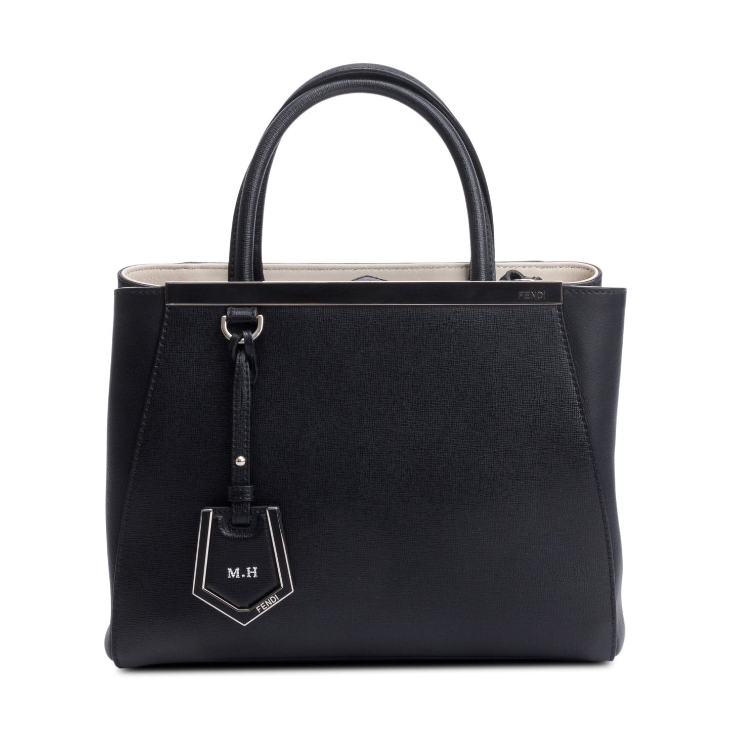 Fendi Black Vitello Elite Leather Petite 2Jours Tote