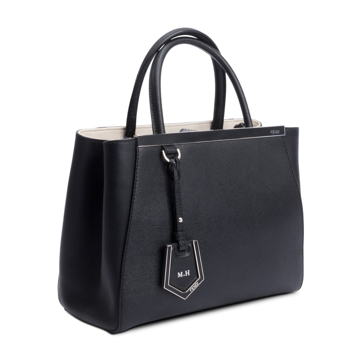 Fendi Black Vitello Elite Leather Petite 2Jours Tote