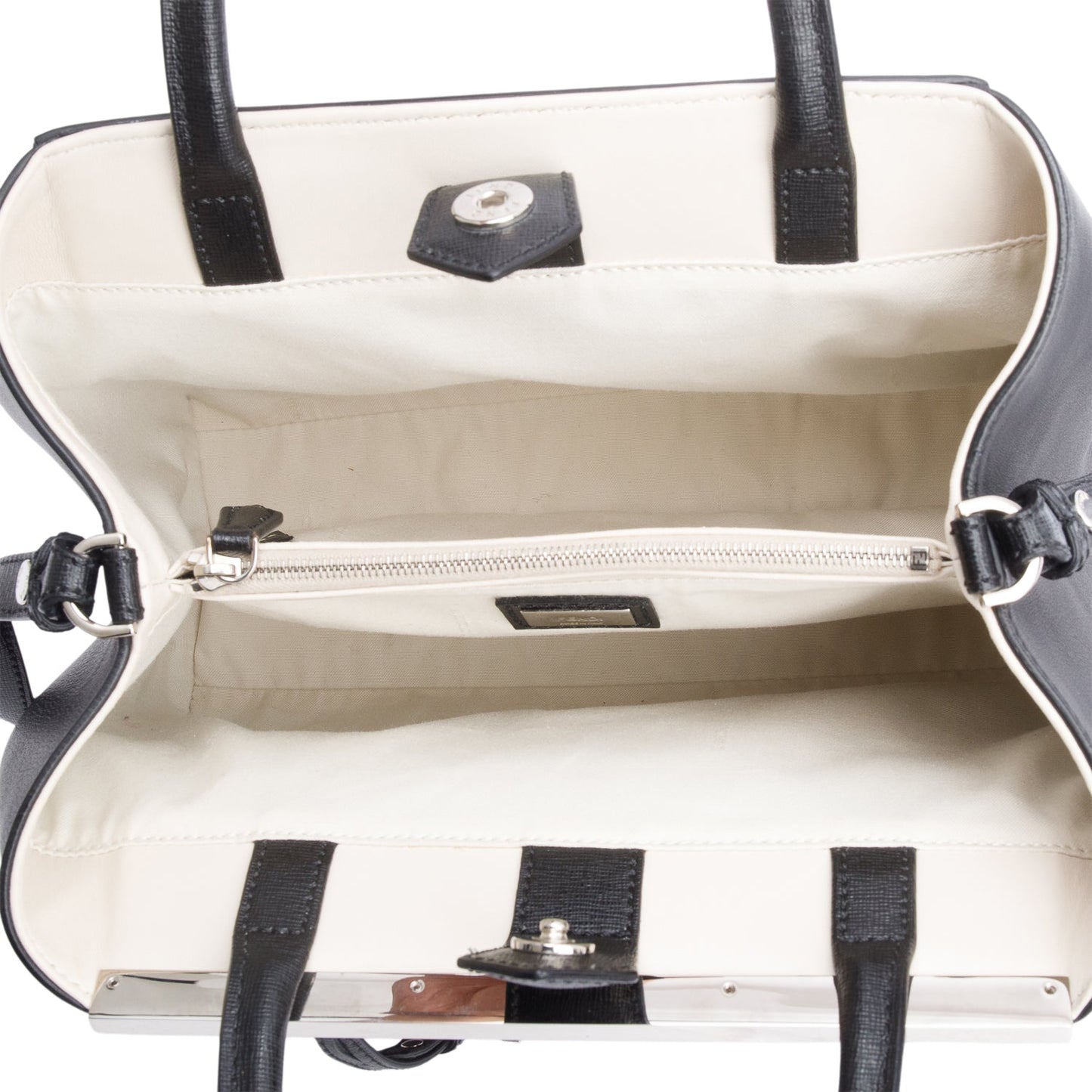 Fendi Black Vitello Elite Leather Petite 2Jours Tote