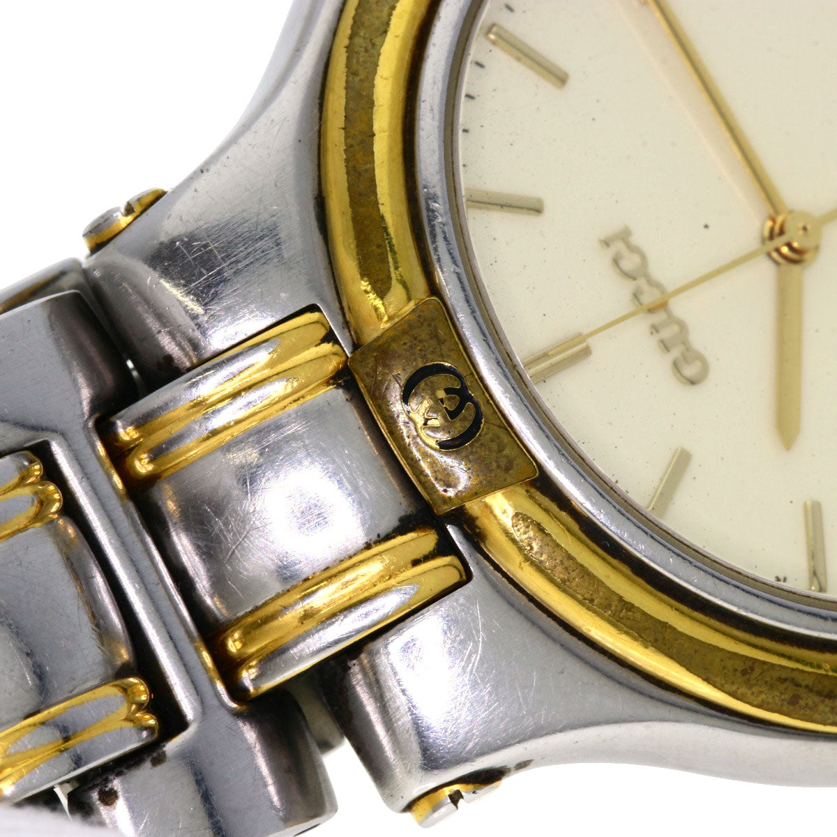 GUCCI Watches Quartz 9040M Stainless Steel , SSxGP gold Round face Ivory dial mens  d