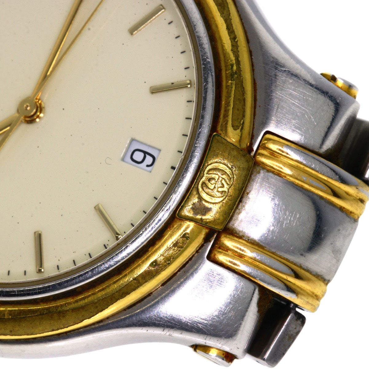 GUCCI Watches Quartz 9040M Stainless Steel , SSxGP gold Round face Ivory dial mens  d