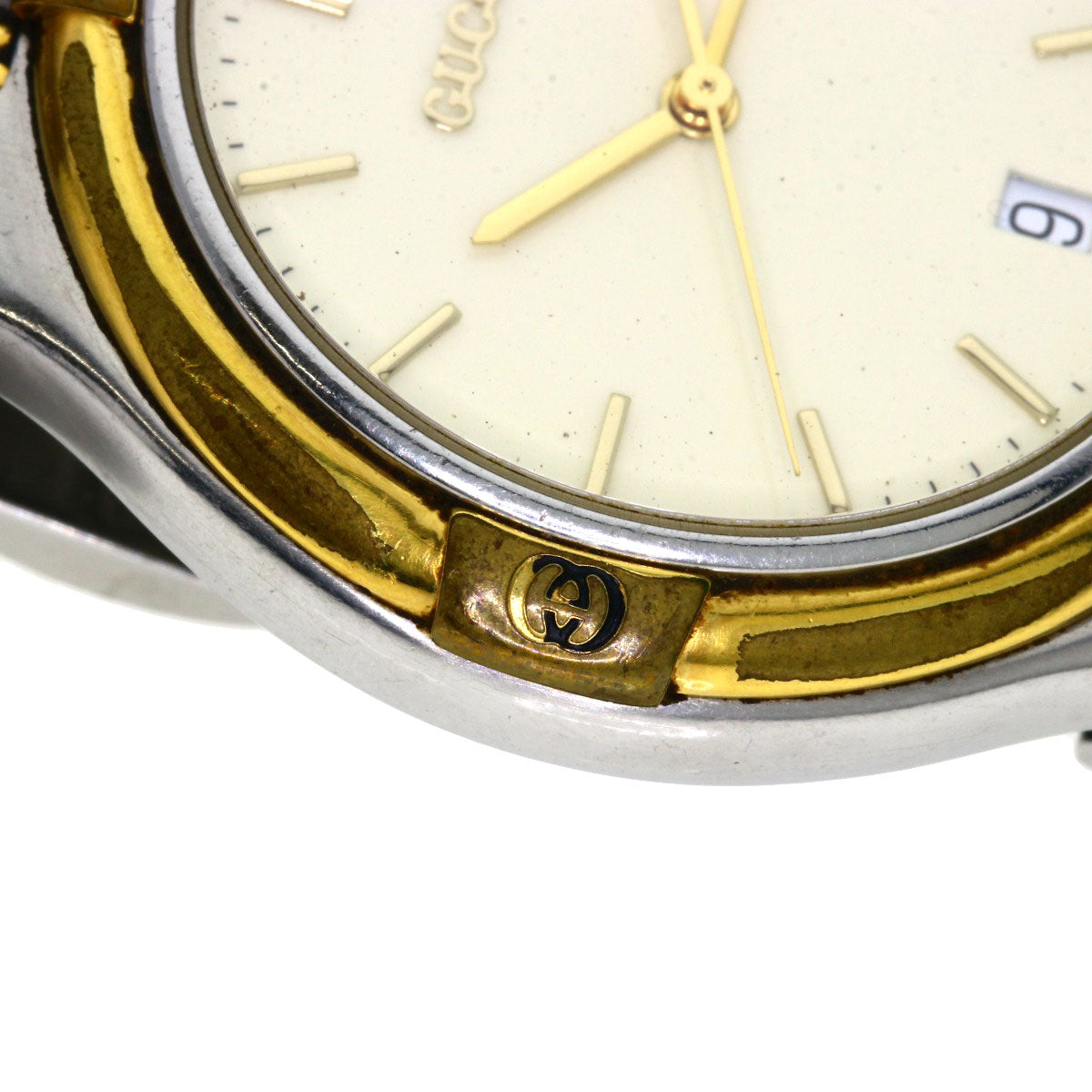 GUCCI Watches Quartz 9040M Stainless Steel , SSxGP gold Round face Ivory dial mens  d