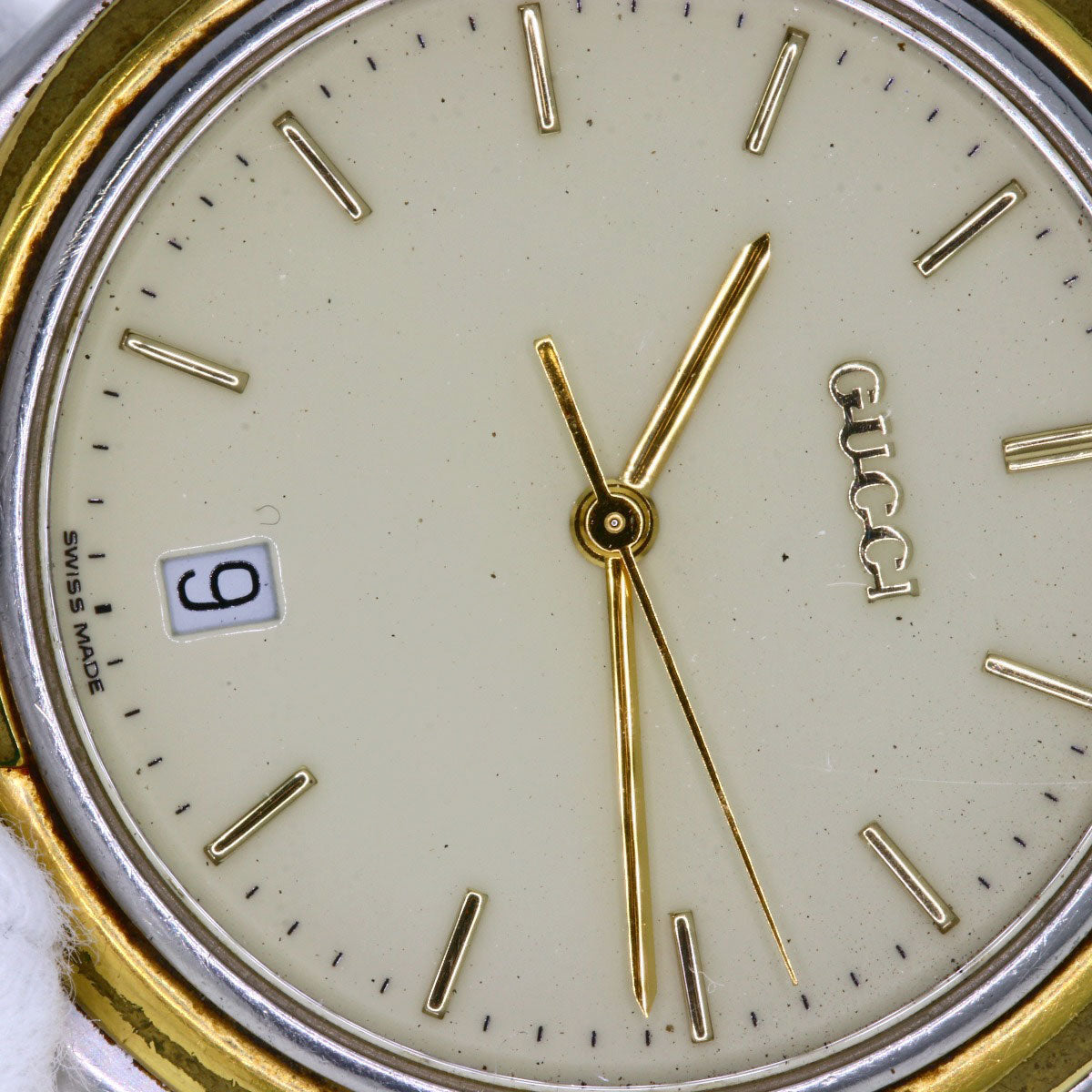 GUCCI Watches Quartz 9040M Stainless Steel , SSxGP gold Round face Ivory dial mens  d