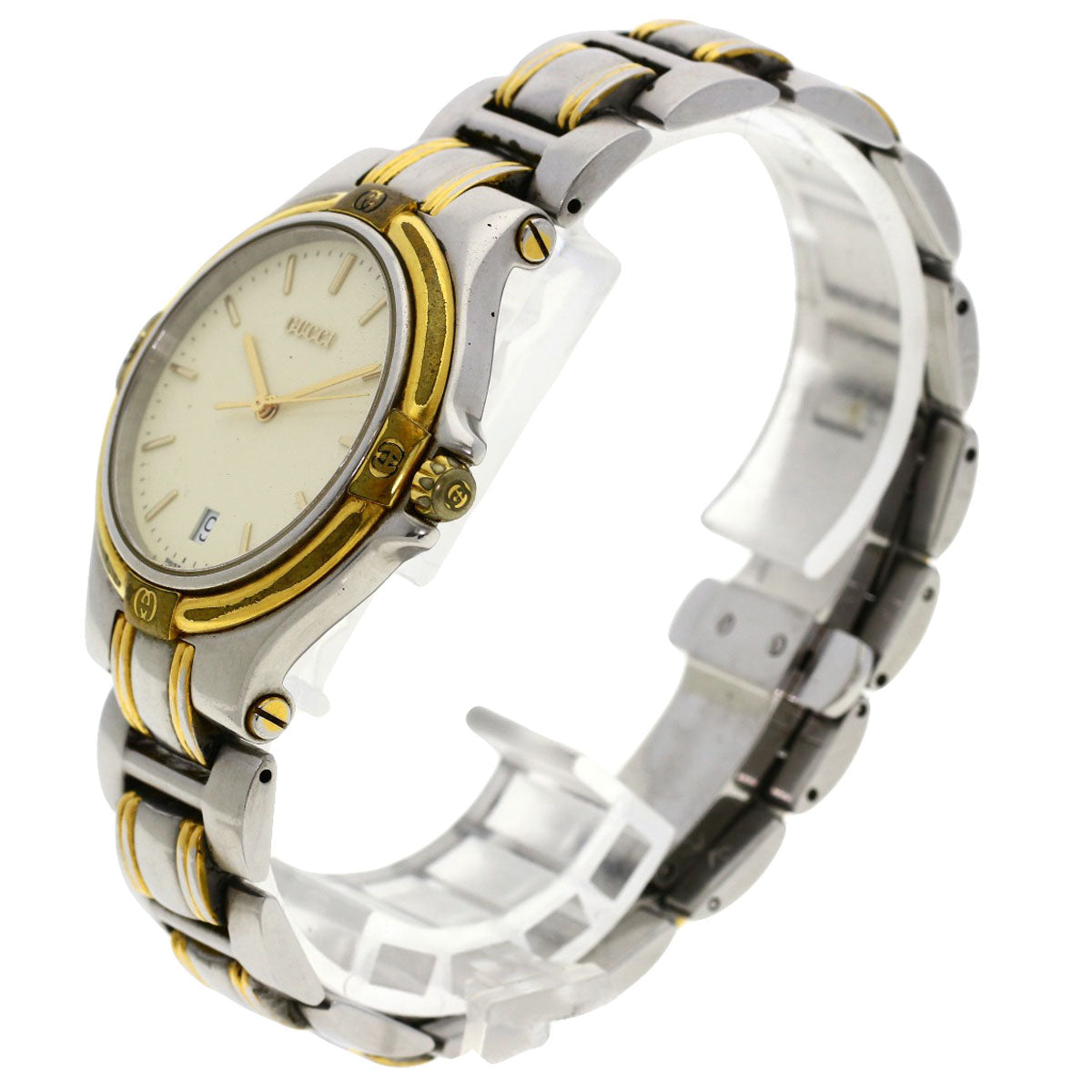 GUCCI Watches Quartz 9040M Stainless Steel , SSxGP gold Round face Ivory dial mens  d