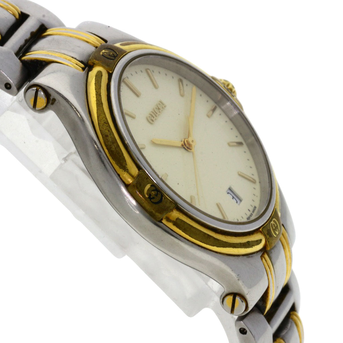 GUCCI Watches Quartz 9040M Stainless Steel , SSxGP gold Round face Ivory dial mens  d