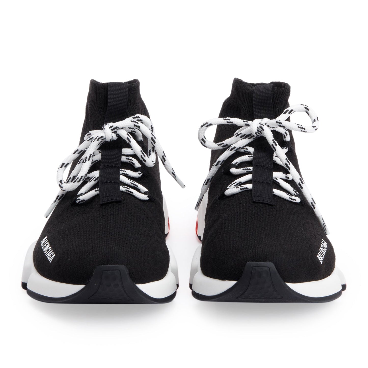 Balenciaga Black Knit Tricolor Sole Lace-Up Speed Trainer Sock Sneakers, Size 39