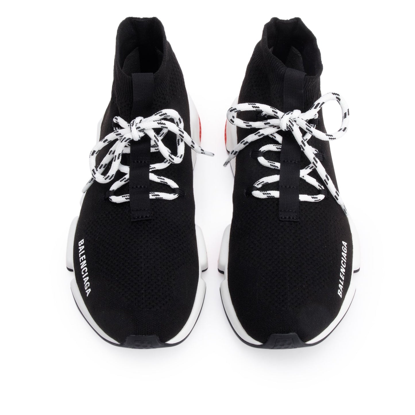 Balenciaga Black Knit Tricolor Sole Lace-Up Speed Trainer Sock Sneakers, Size 39