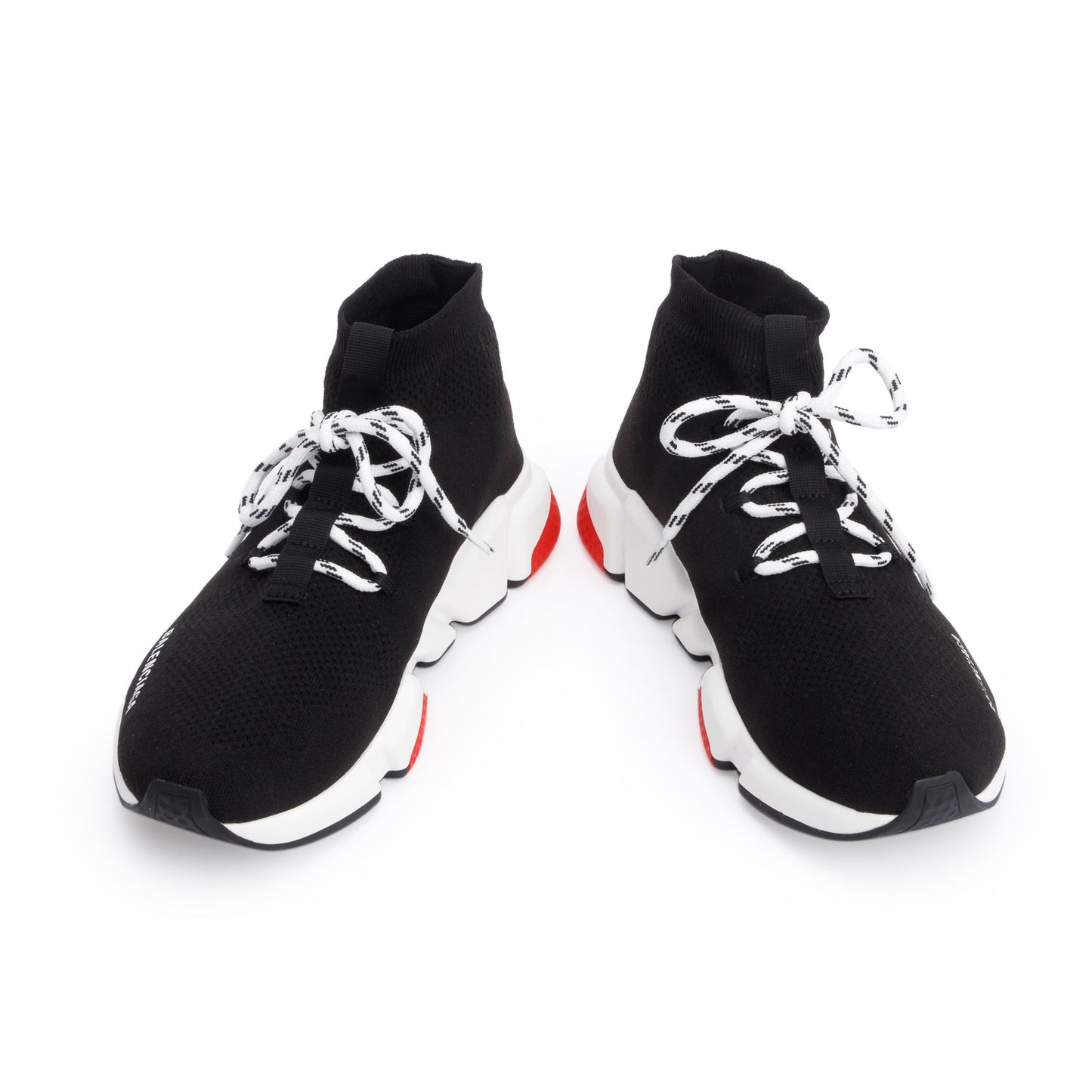 Balenciaga Black Knit Tricolor Sole Lace-Up Speed Trainer Sock Sneakers, Size 39