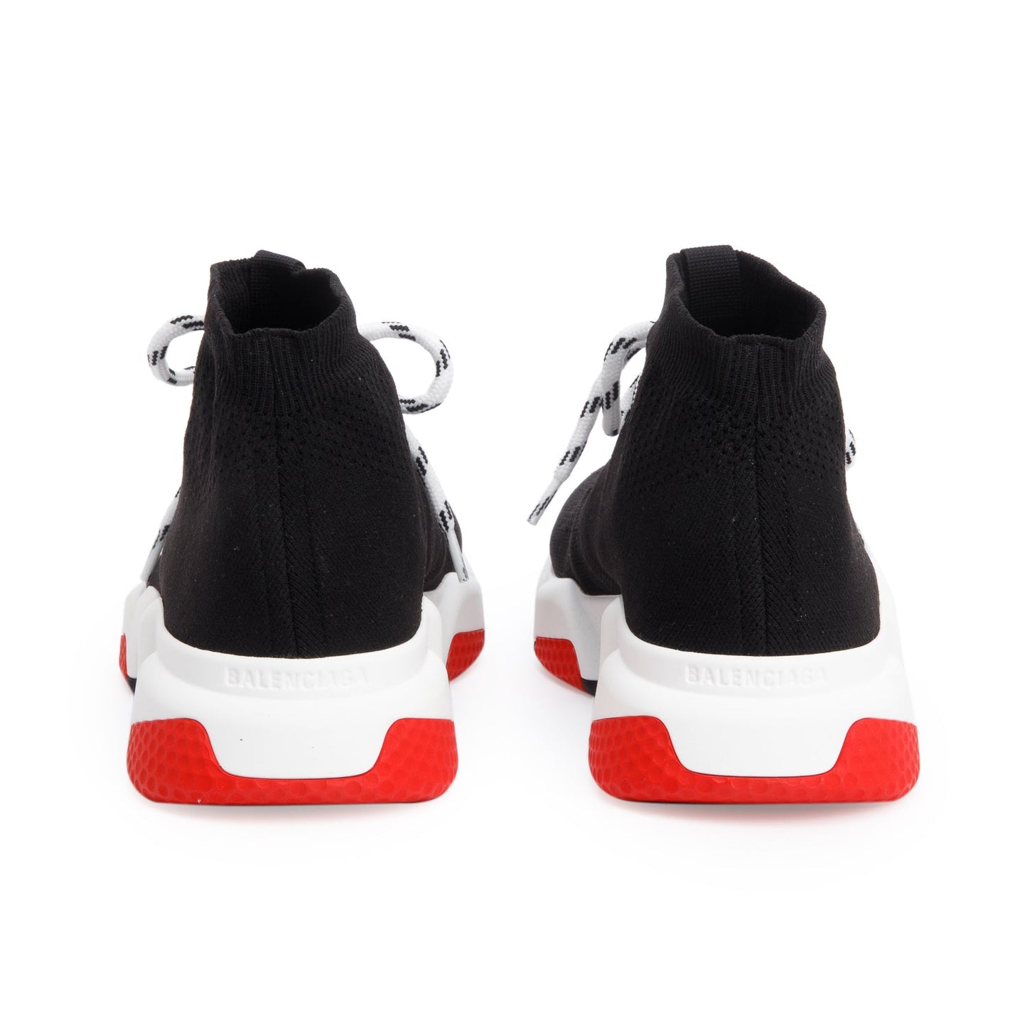 Balenciaga Black Knit Tricolor Sole Lace-Up Speed Trainer Sock Sneakers, Size 39