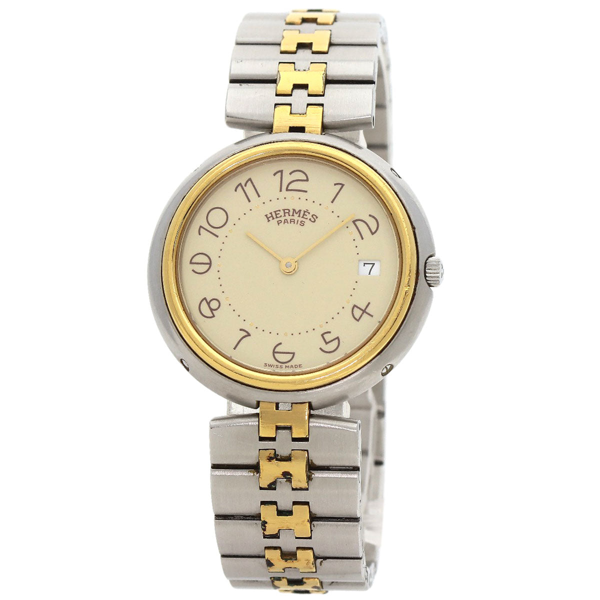 HERMES Watches Quartz Stainless Steel , SSxGP gold profile cream dial mens  d