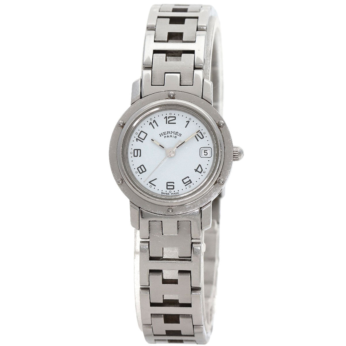 HERMES Watches Quartz CL4.210 Stainless Steel , Stainless Steel Silver Clipper white dial Women  d