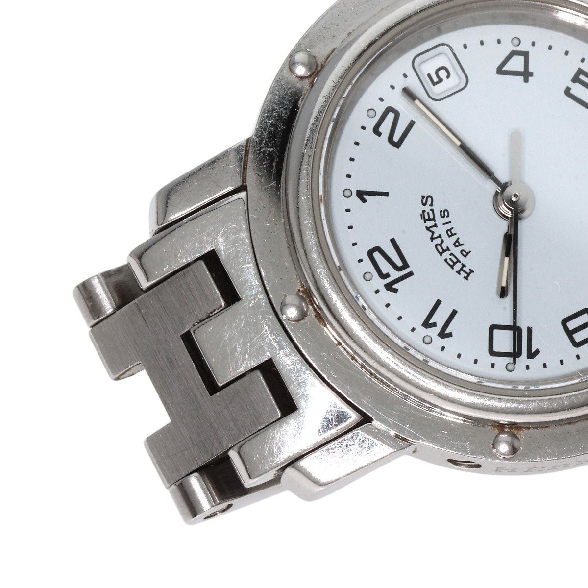 HERMES Watches Quartz CL4.210 Stainless Steel , Stainless Steel Silver Clipper white dial Women  d