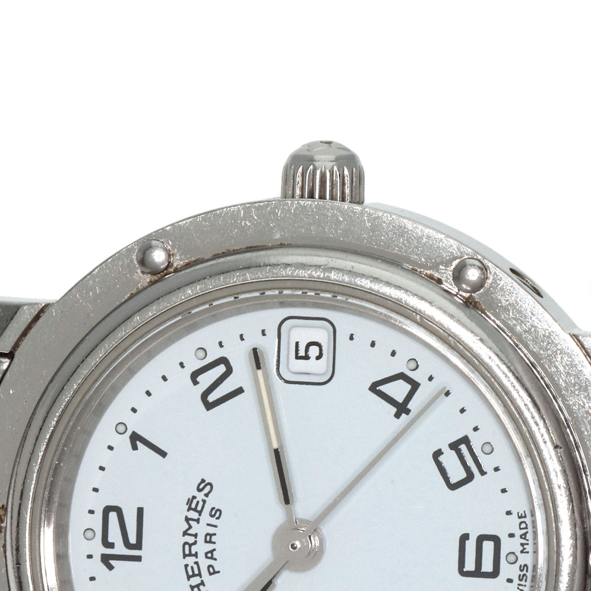 HERMES Watches Quartz CL4.210 Stainless Steel , Stainless Steel Silver Clipper white dial Women  d